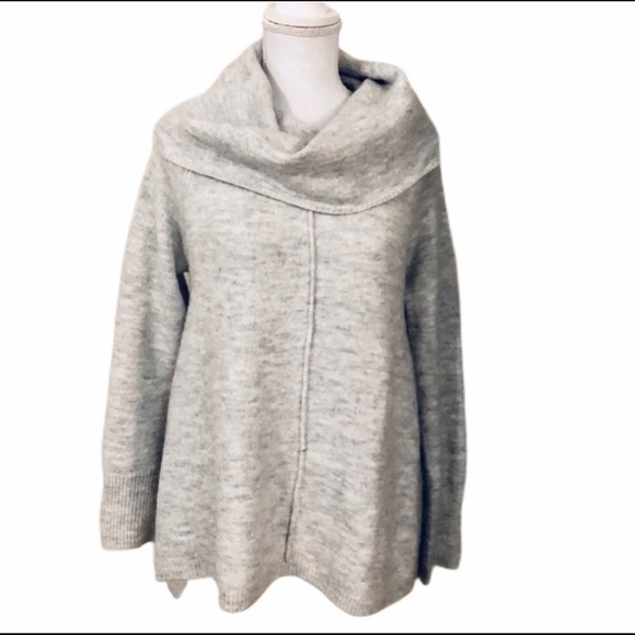 For Thee grey cowl neck tunic alpaca blend sweater - Picture 2 of 7